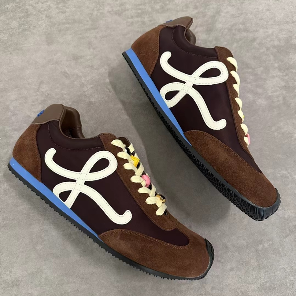 Brown Ballet Runner 2.0 In Nylon And Calfskin Designer Sneakers for Men and Women