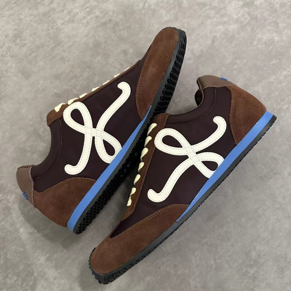 Brown Ballet Runner 2.0 In Nylon And Calfskin Designer Sneakers for Men and Women