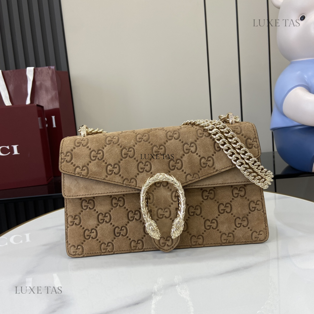Brown GG Embossed Dionysus Medium Shoulder Bag Leather Shoulder Bag for Women