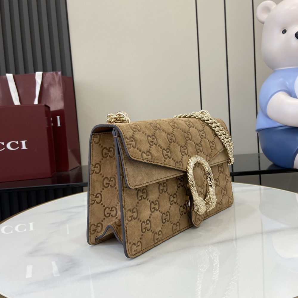 Brown GG Embossed Dionysus Medium Shoulder Bag Leather Shoulder Bag for Women