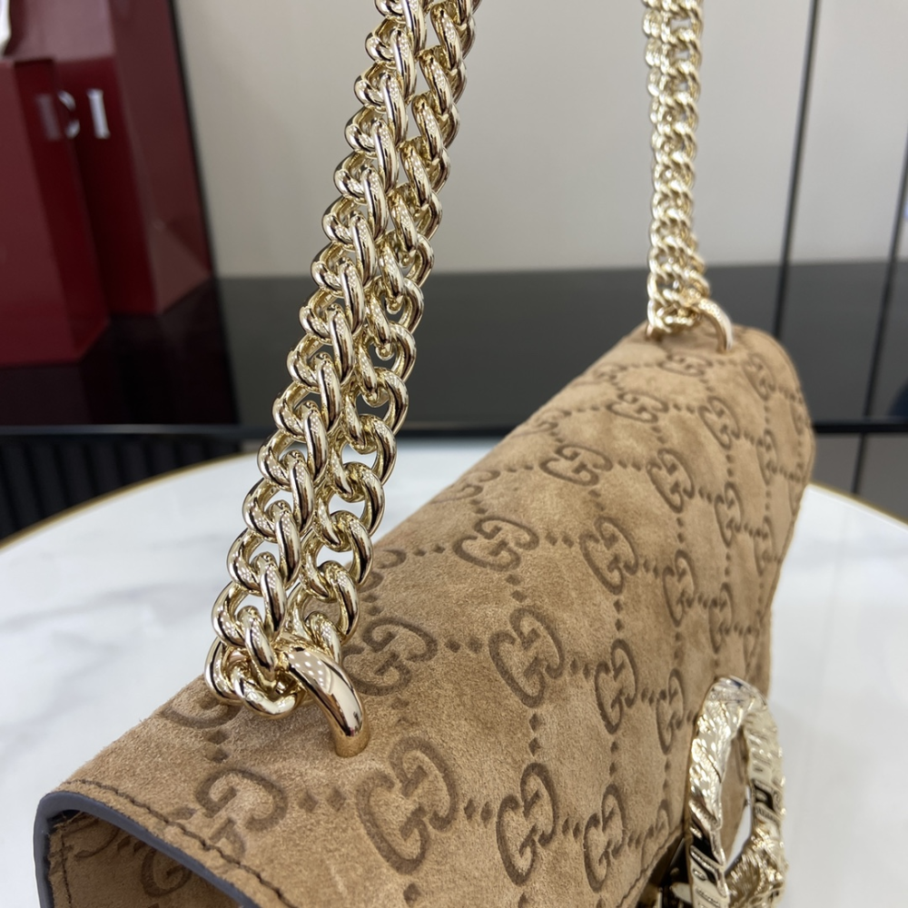 Brown GG Embossed Dionysus Medium Shoulder Bag Leather Shoulder Bag for Women