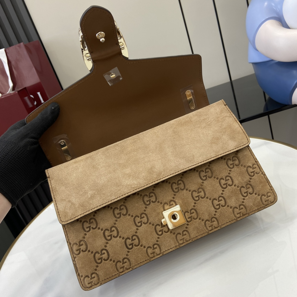 Brown GG Embossed Dionysus Medium Shoulder Bag Leather Shoulder Bag for Women