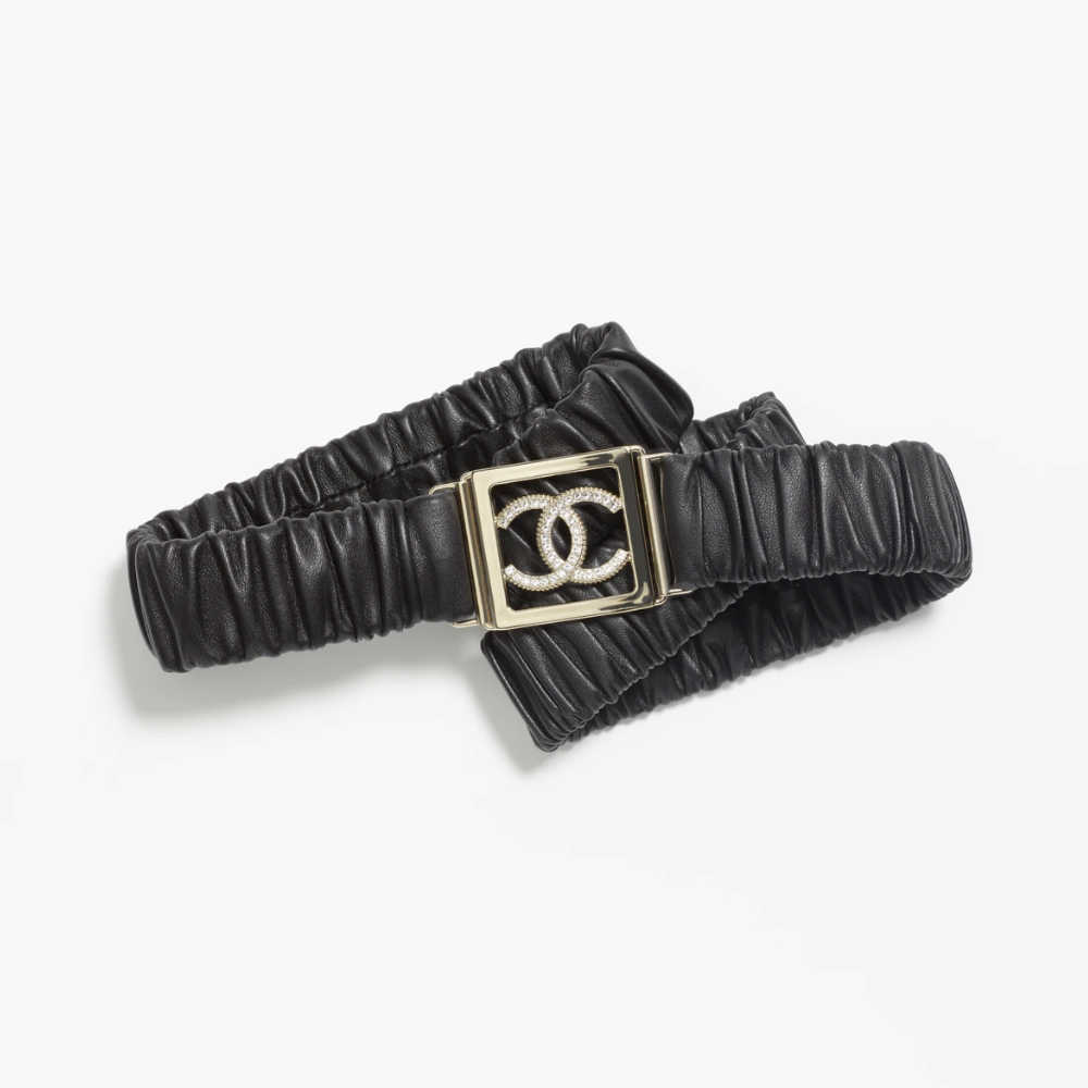 CC Lambskin Gold-Tone Metal Belt