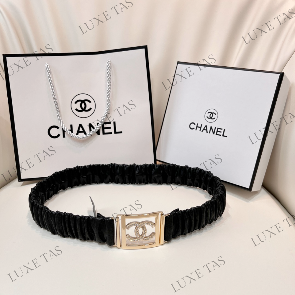 CC Lambskin Gold-Tone Metal Belt