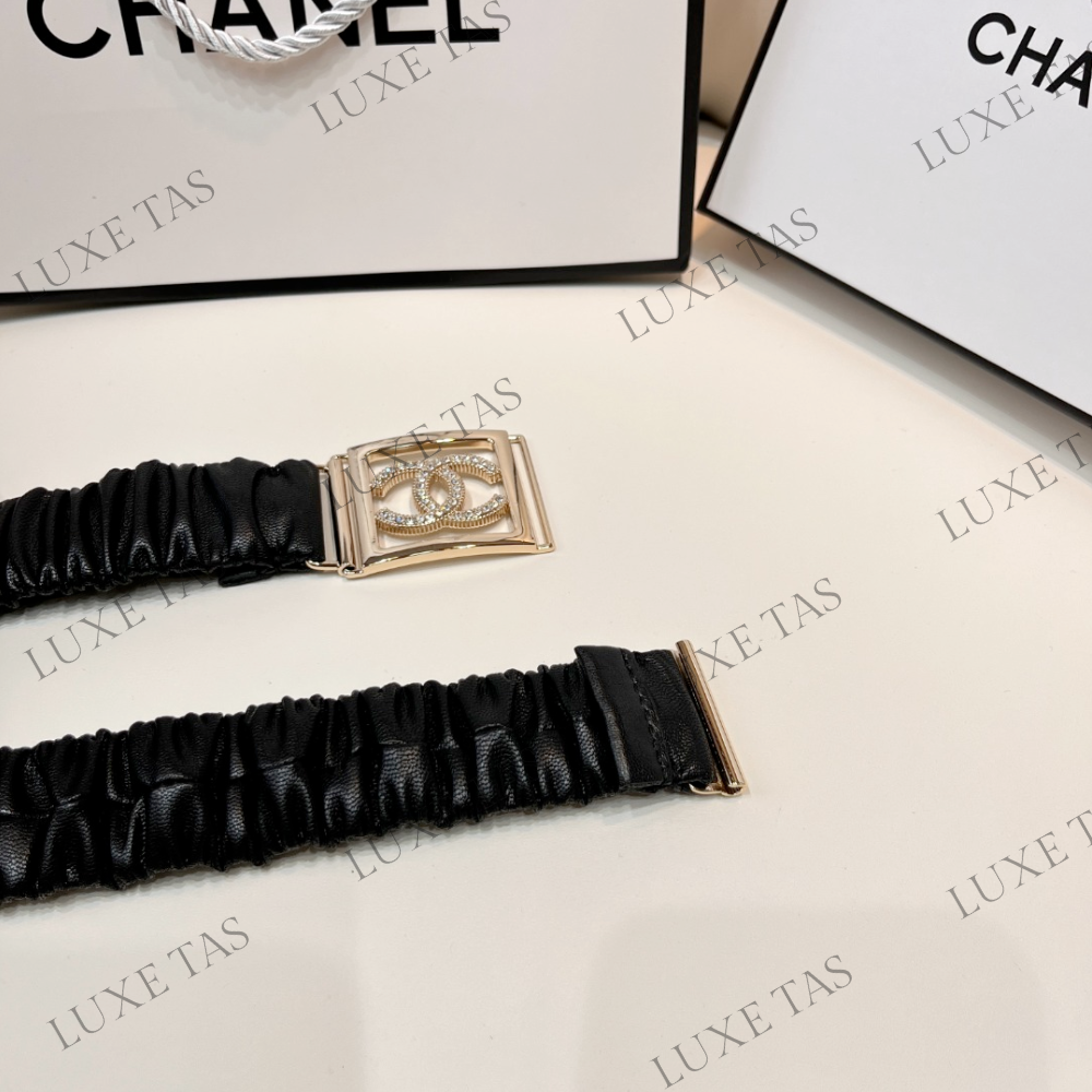 CC Lambskin Gold-Tone Metal Belt