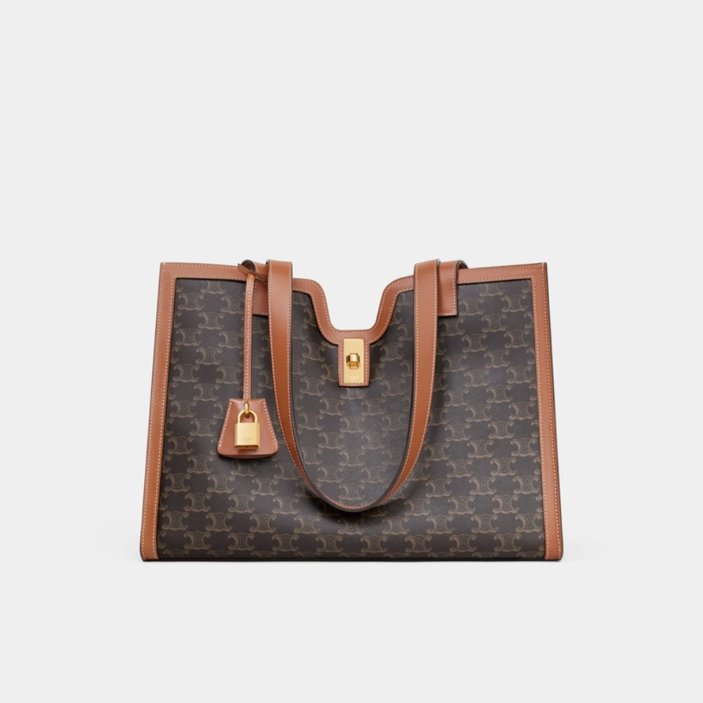 Cabas 16 In Triomphe Canvas And Calfskin Tan