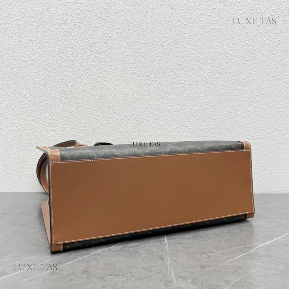 Cabas 16 In Triomphe Canvas And Calfskin Tan