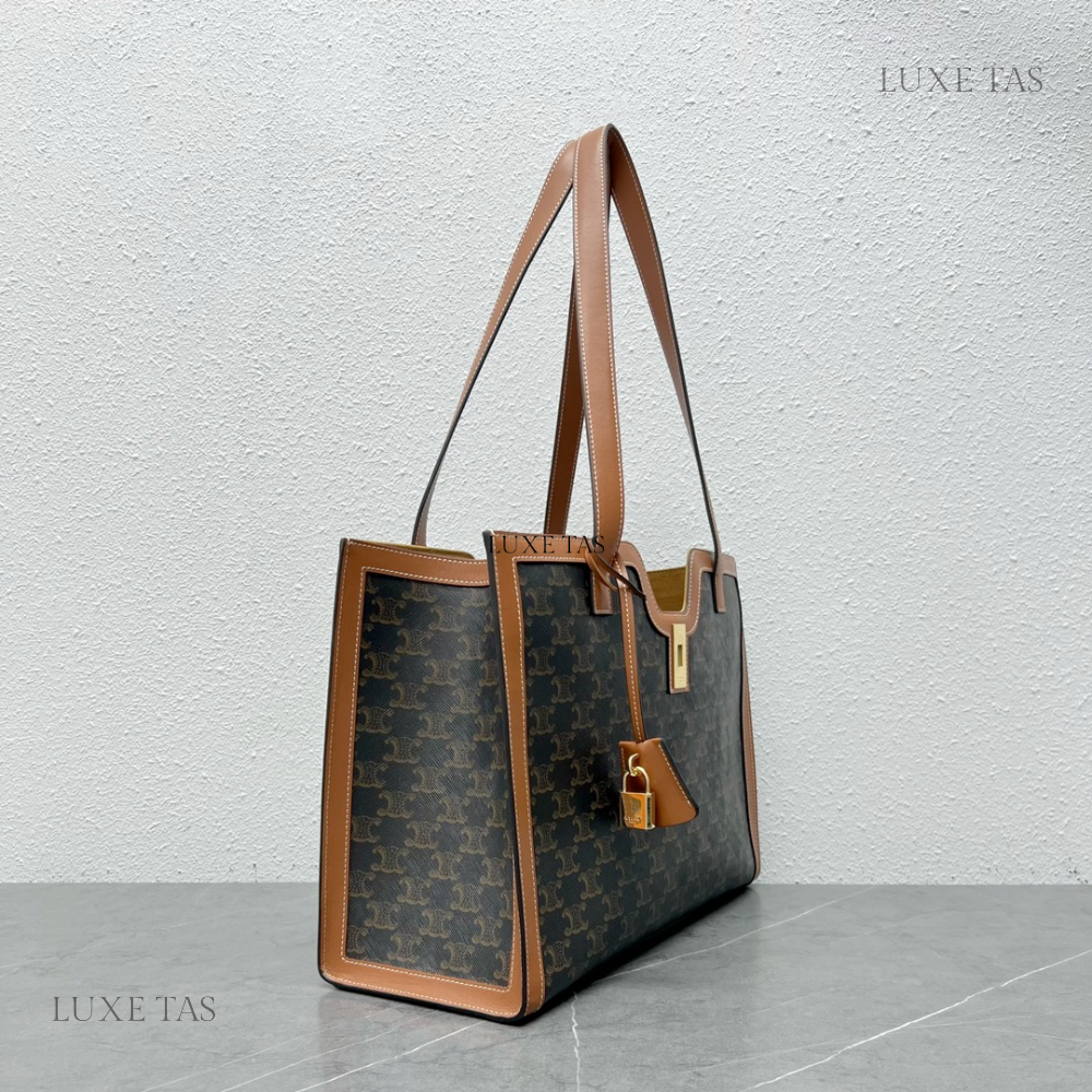 Cabas 16 In Triomphe Canvas And Calfskin Tan