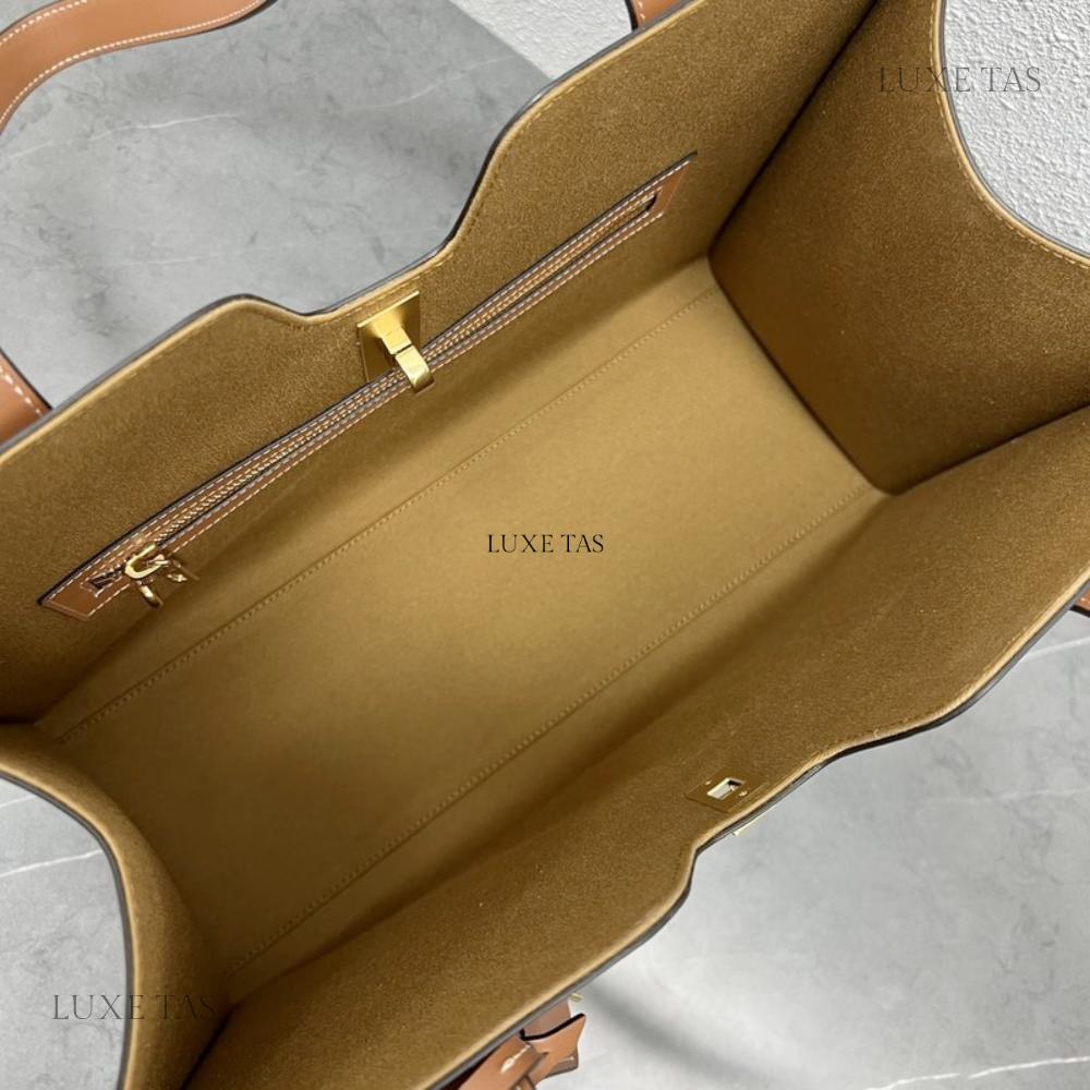 Cabas 16 In Triomphe Canvas And Calfskin Tan
