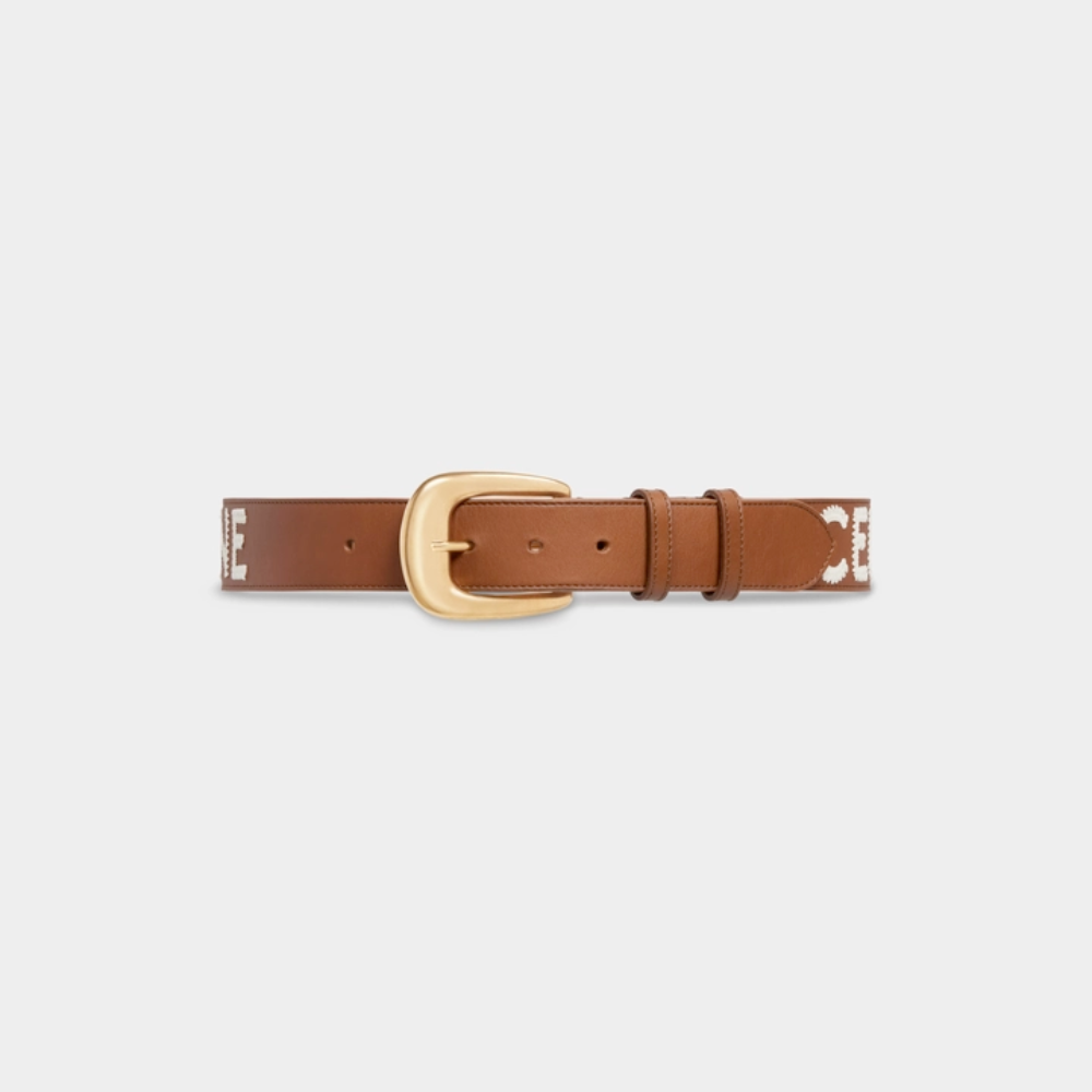 Camel Large Western Belt In Vintage Calfskin