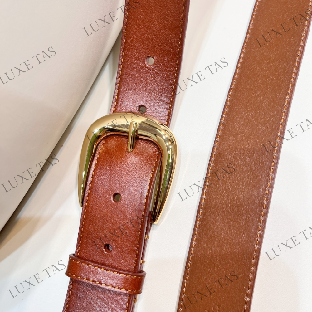 Camel Large Western Belt In Vintage Calfskin