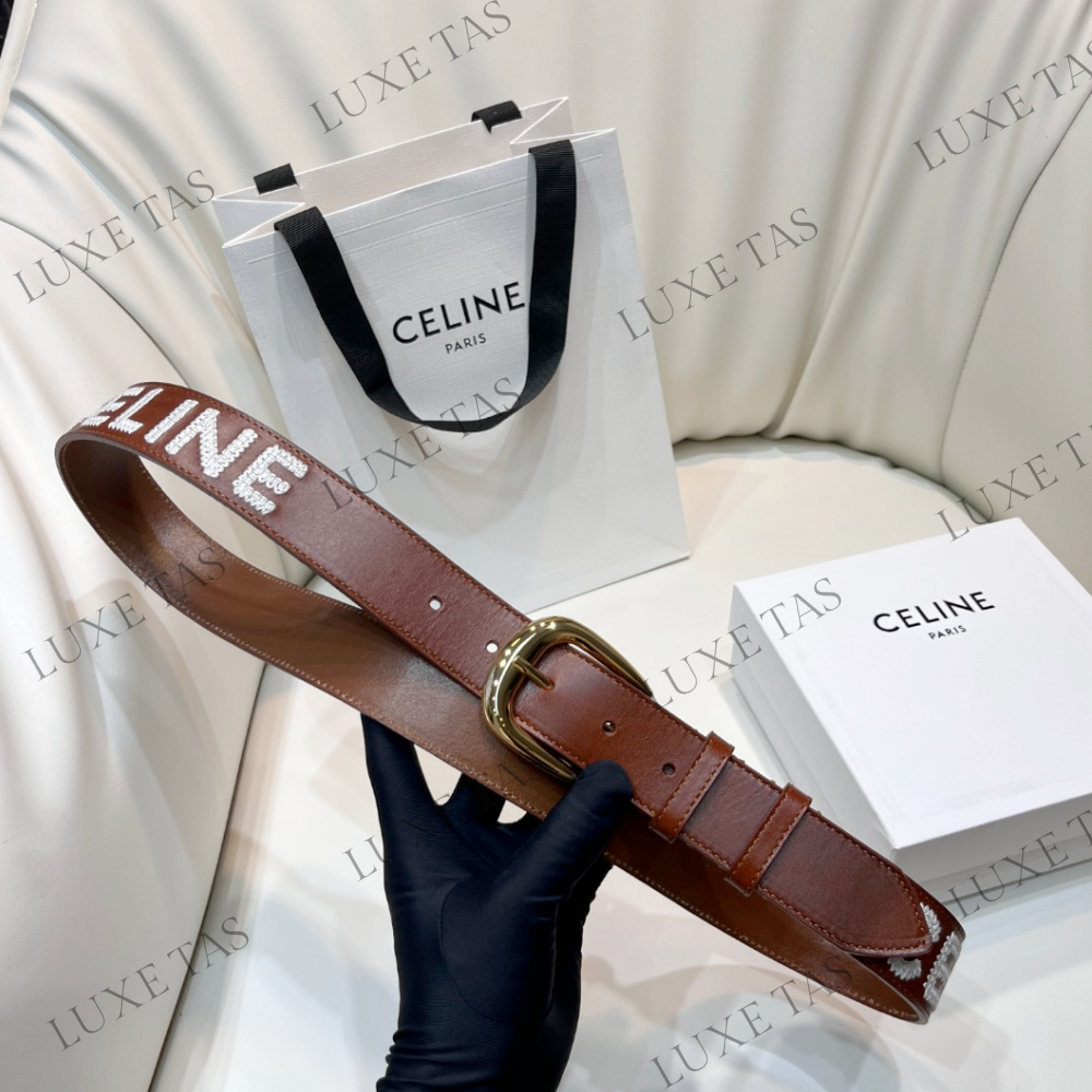 Camel Large Western Belt In Vintage Calfskin