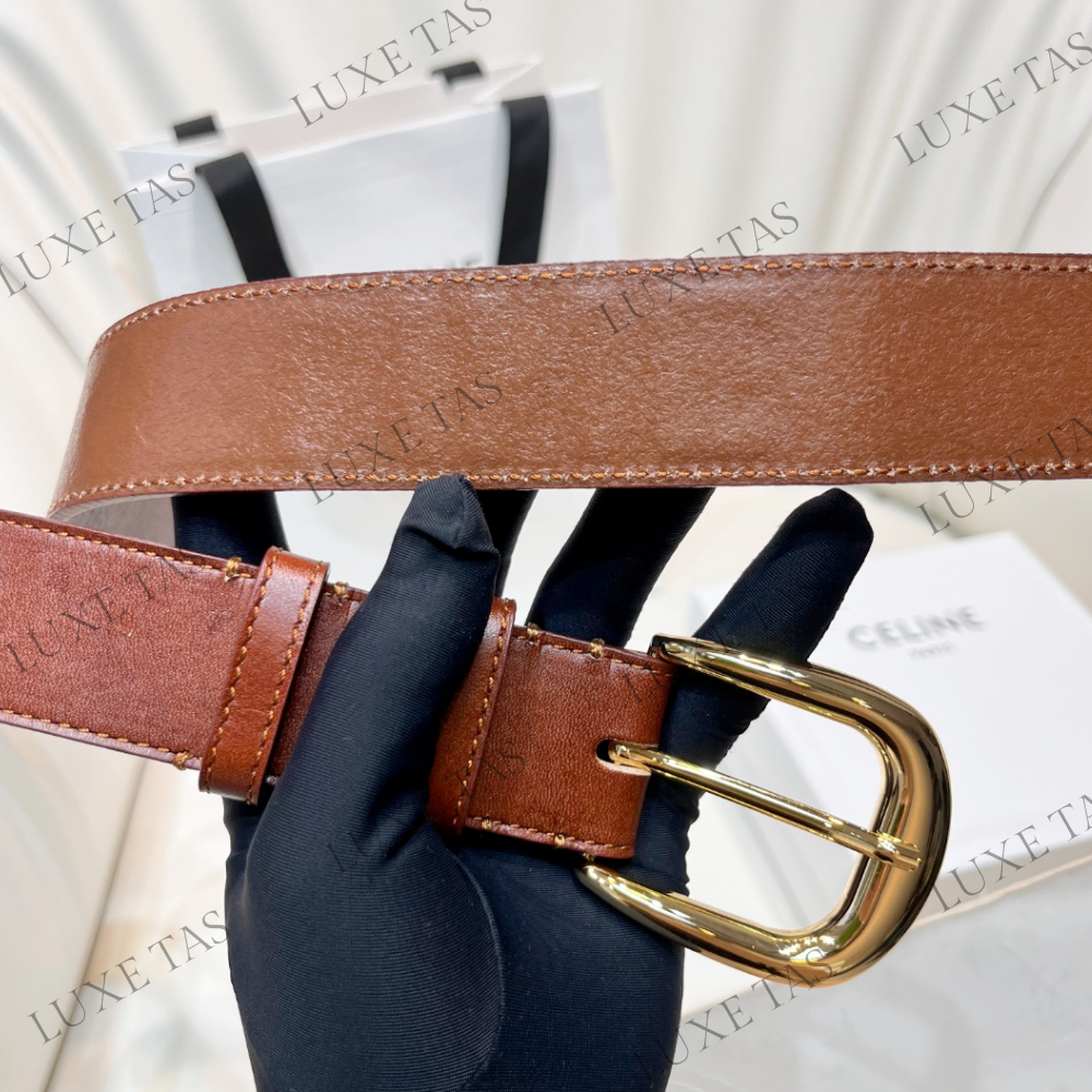 Camel Large Western Belt In Vintage Calfskin