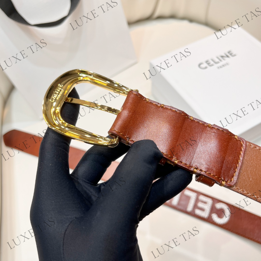 Camel Large Western Belt In Vintage Calfskin