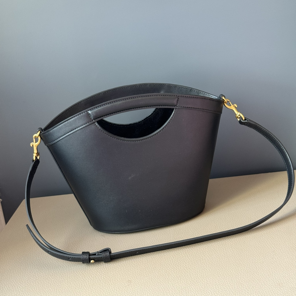 Celia Mini Tote In Smooth Leather Black Leather Handbag for Women