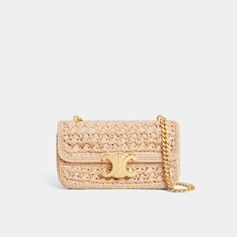 Chain Shoulder Bag Triomphe In Raffia Natural