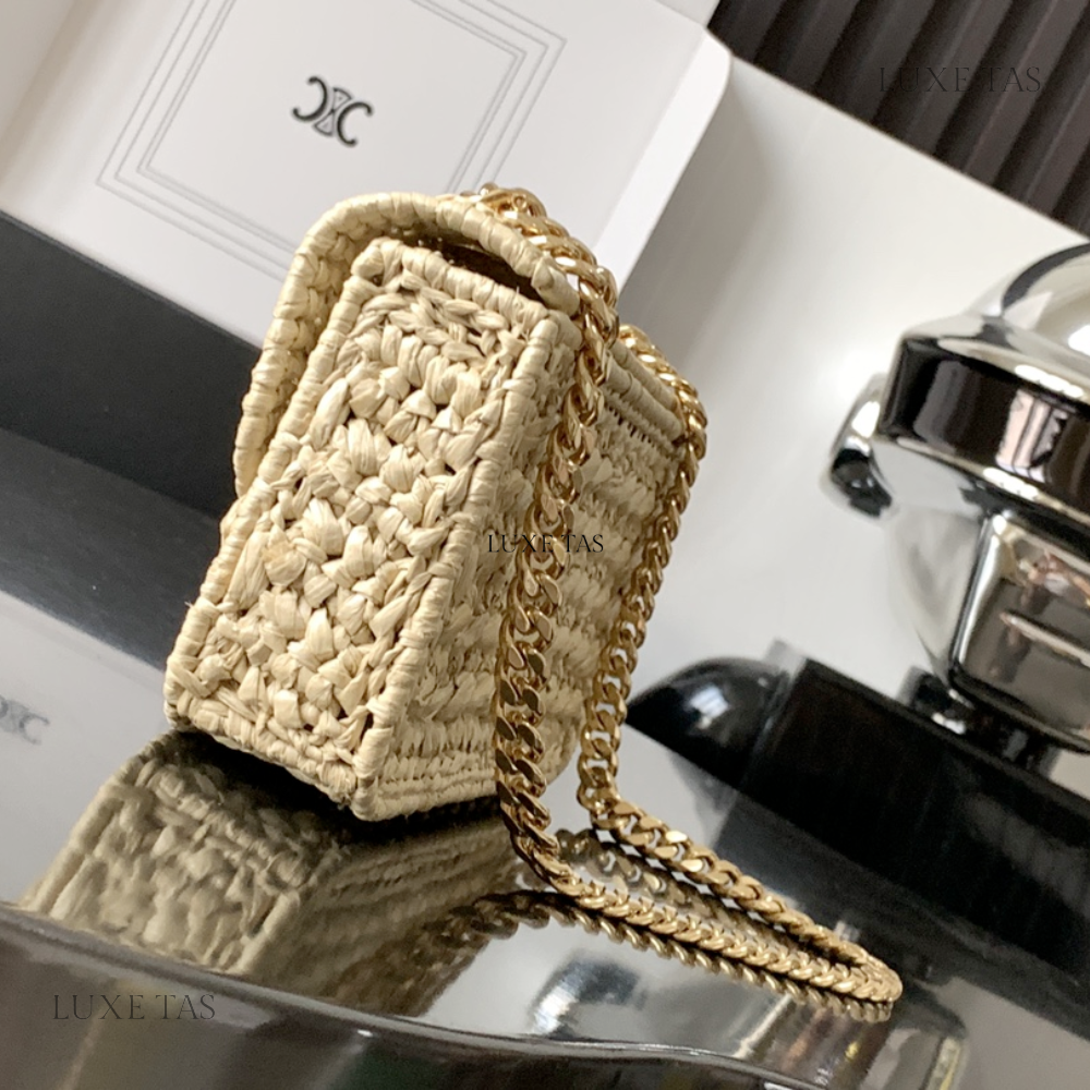 Chain Shoulder Bag Triomphe In Raffia Natural