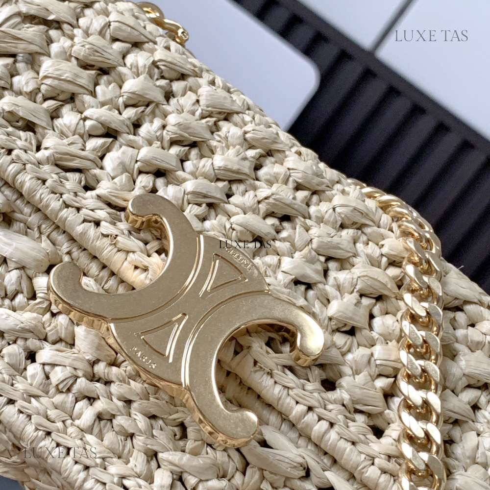 Chain Shoulder Bag Triomphe In Raffia Natural