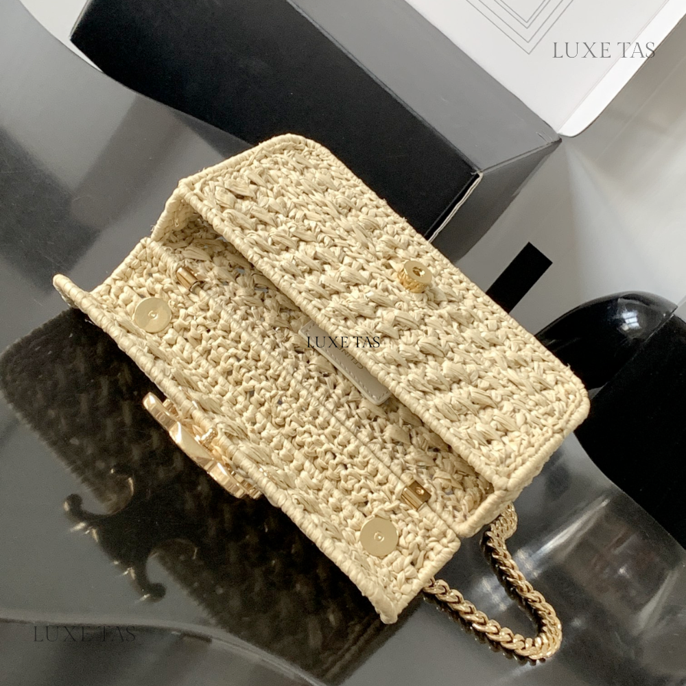 Chain Shoulder Bag Triomphe In Raffia Natural