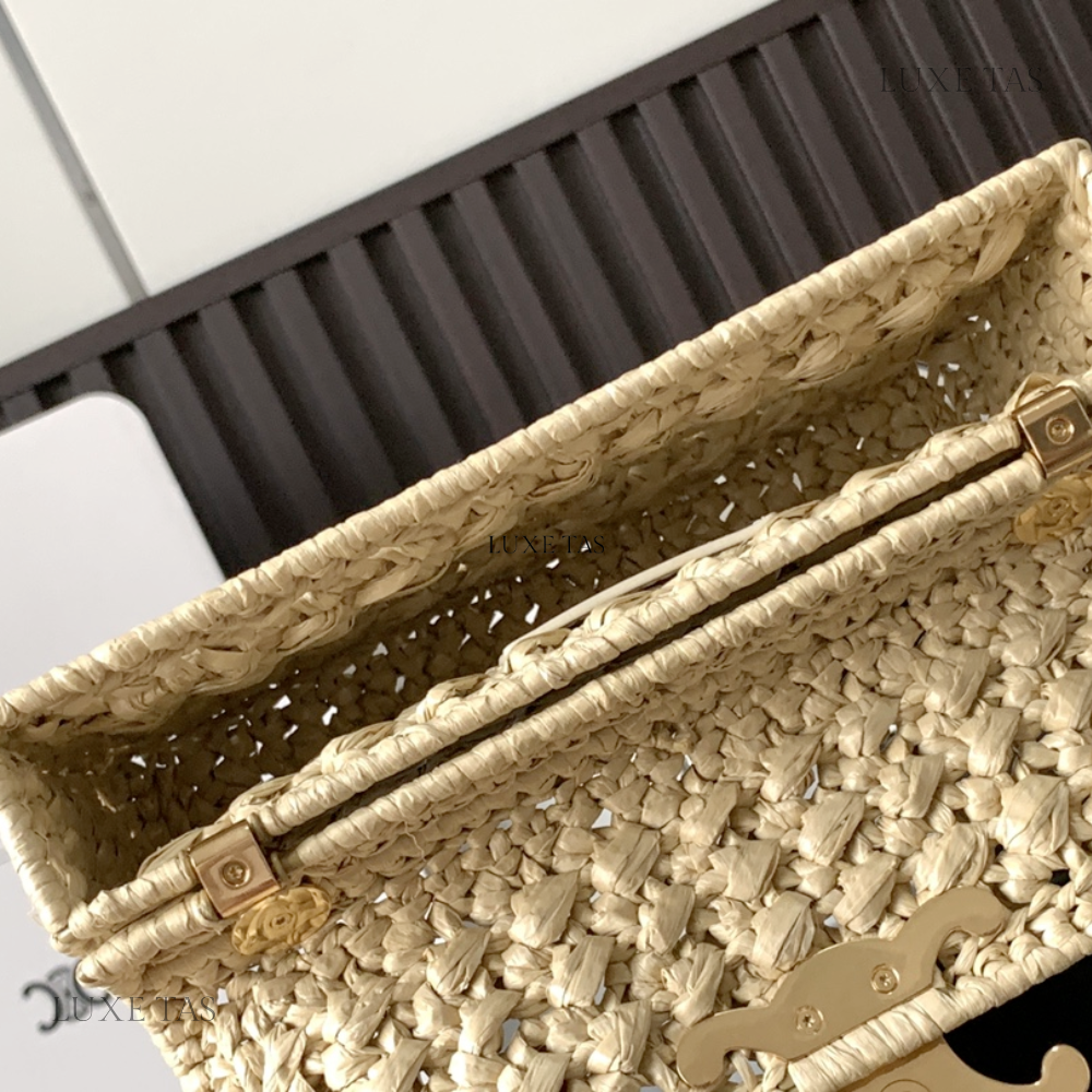 Chain Shoulder Bag Triomphe In Raffia Natural