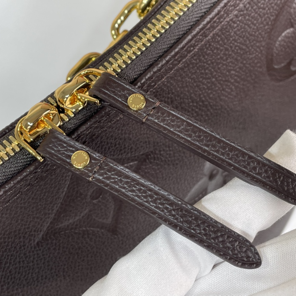 Chocolate Monogram Empreinte Leather Loop Hobo Leather Crossbody Bag for Women