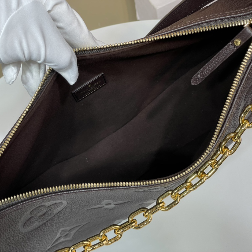 Chocolate Monogram Empreinte Leather Loop Hobo Leather Crossbody Bag for Women