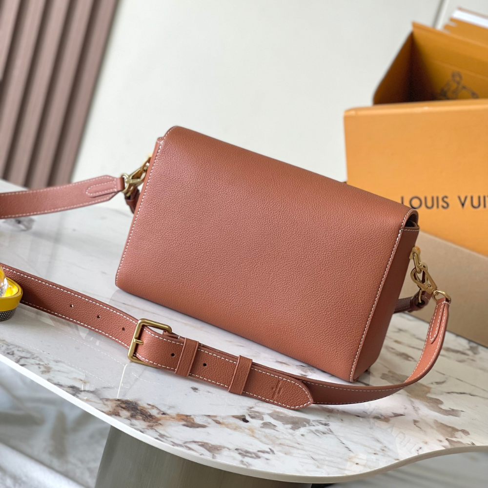 Cognac Soft Twist Leather Crossbody Bag for Women