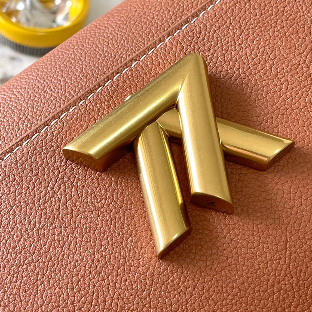 Cognac Soft Twist Leather Crossbody Bag for Women