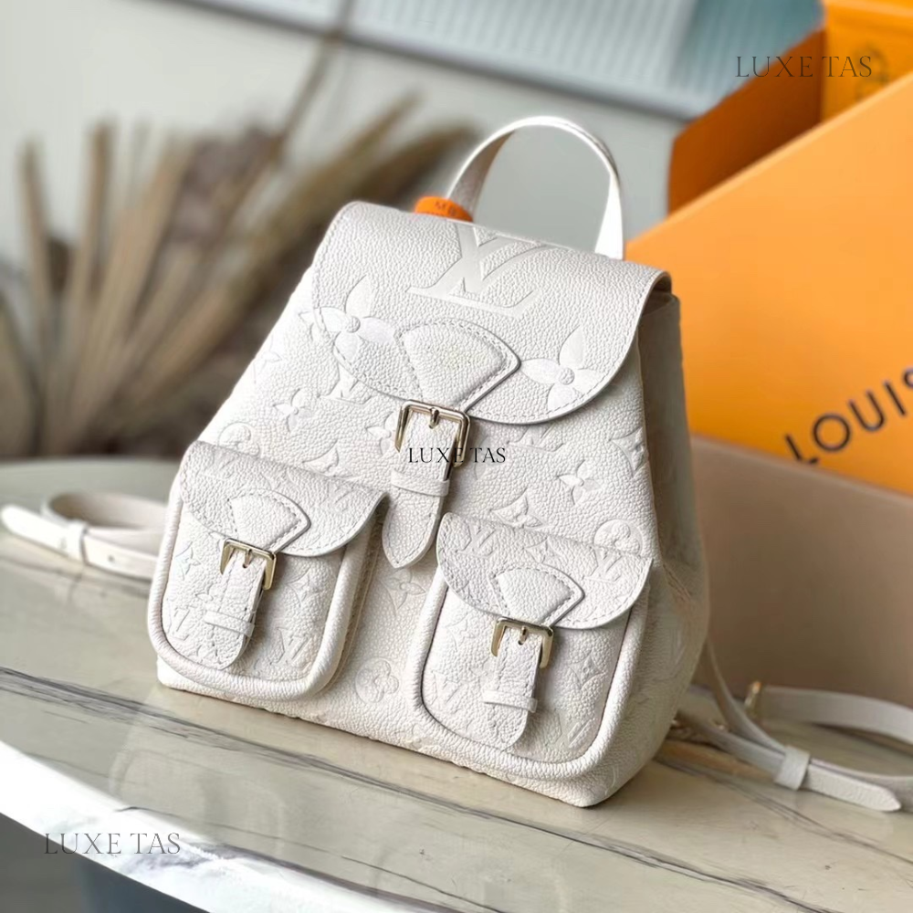 Cream Backup Leather Backpack for Women