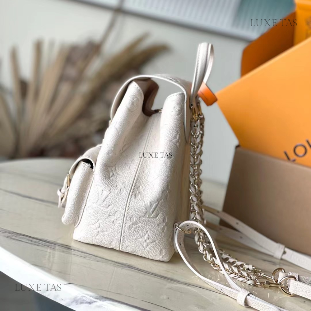 Cream Backup Leather Backpack for Women