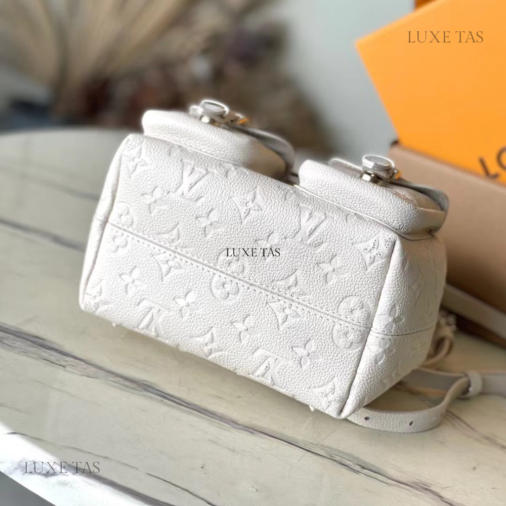 Cream Backup Leather Backpack for Women