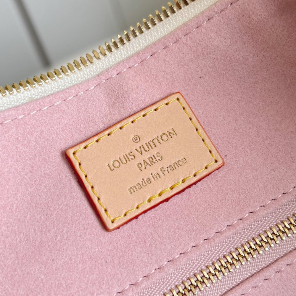 Damier Azur Slouchy MM Leather Shoulder Bag for Women