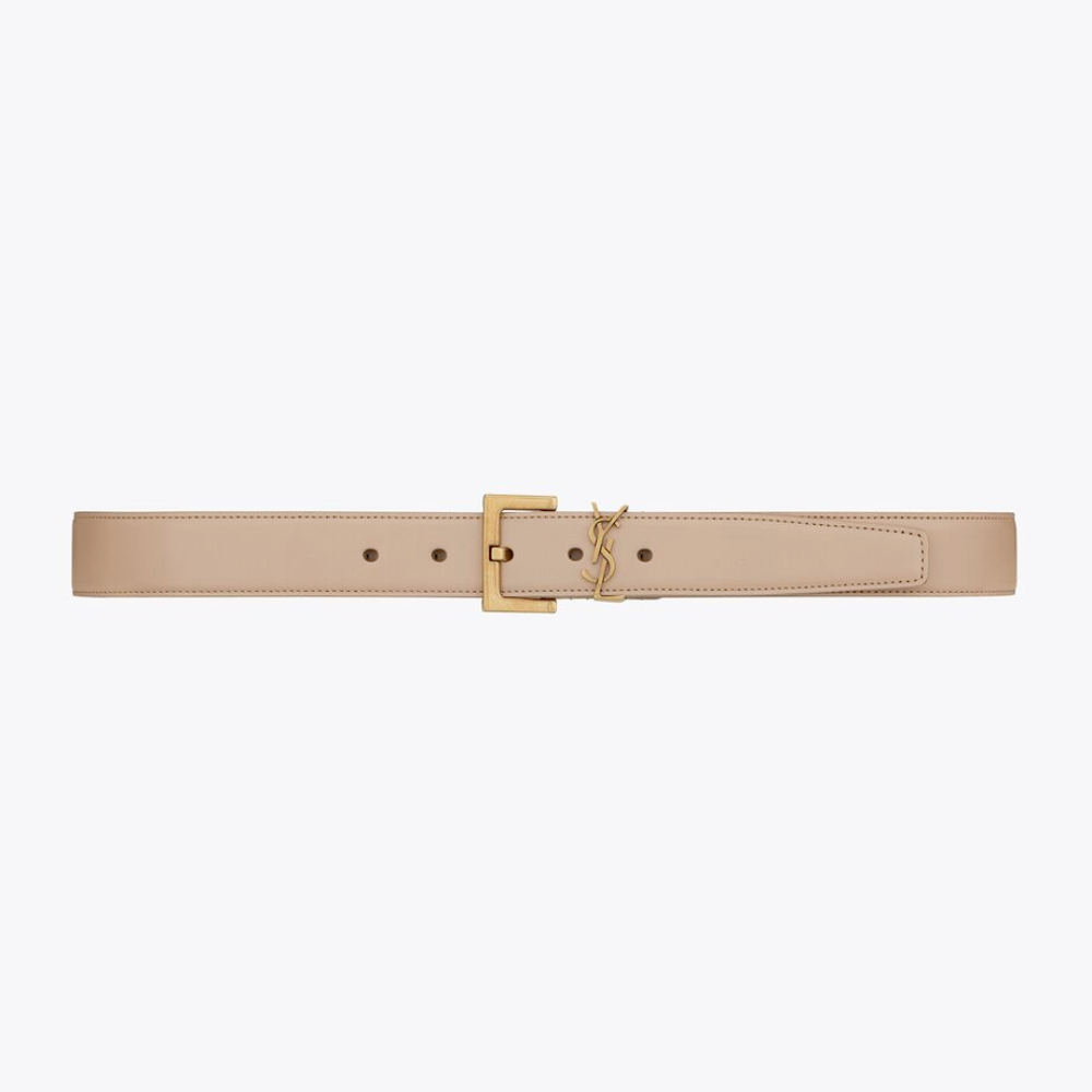 Dark Beige Cassandre Belt With Square Buckle