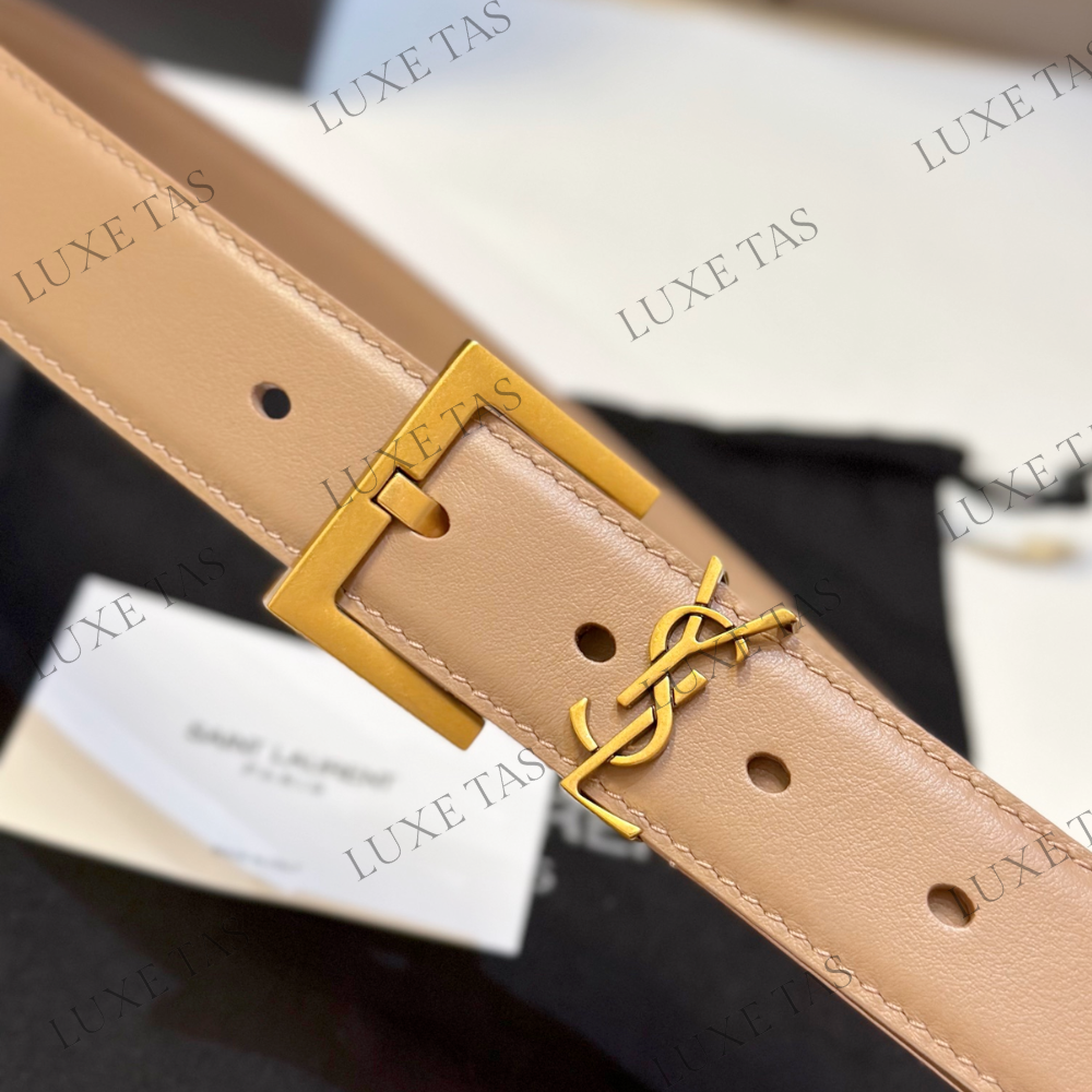Dark Beige Cassandre Belt With Square Buckle