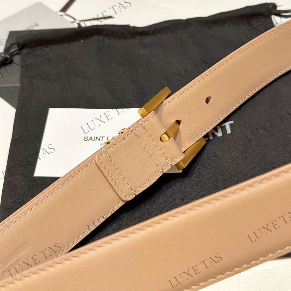 Dark Beige Cassandre Belt With Square Buckle