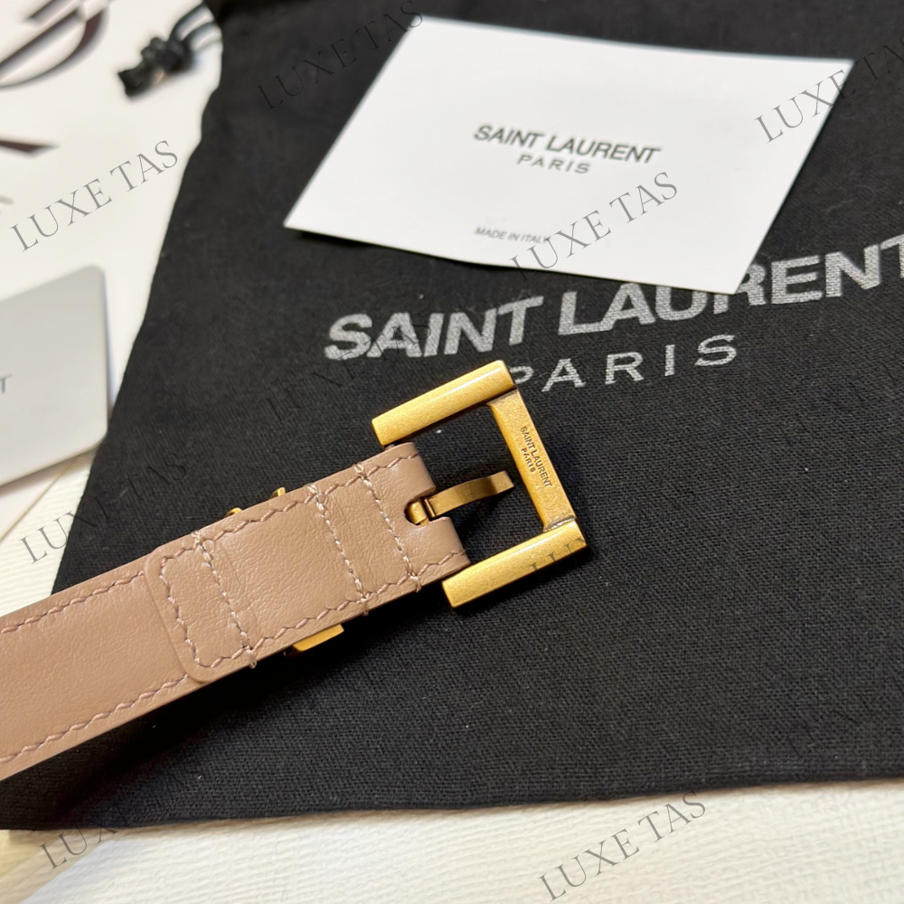 Dark Beige Cassandre Thin Belt With Square Buckle