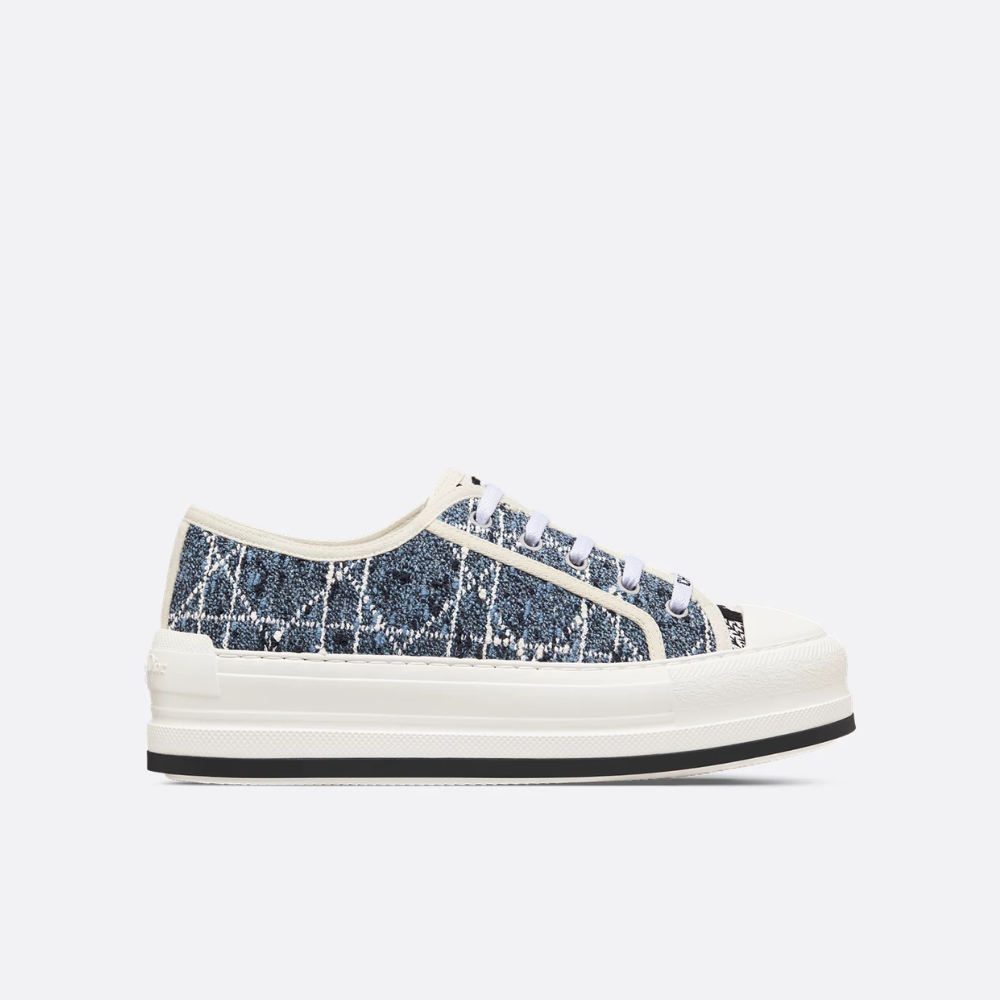 Denim Blue Cannage Tweed Walk'n'D Platform Sneaker Designer Sneakers for Women