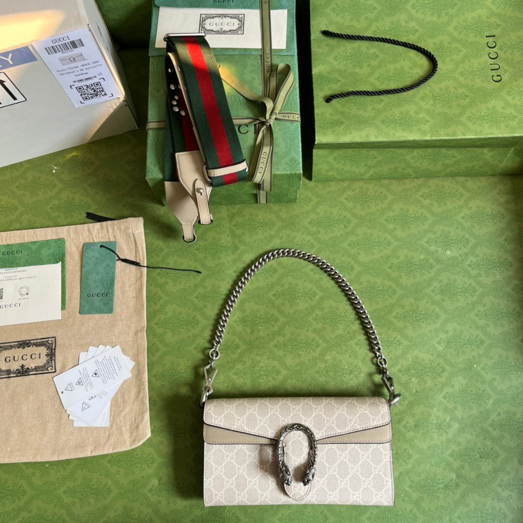 Dionysus Small Shoulder Bag Beige & White