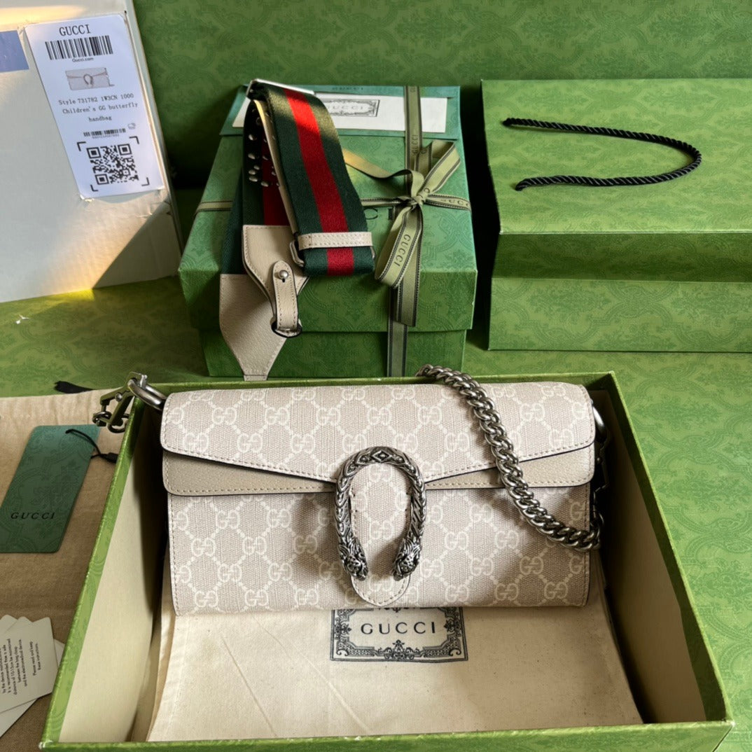 Dionysus Small Shoulder Bag Beige & White