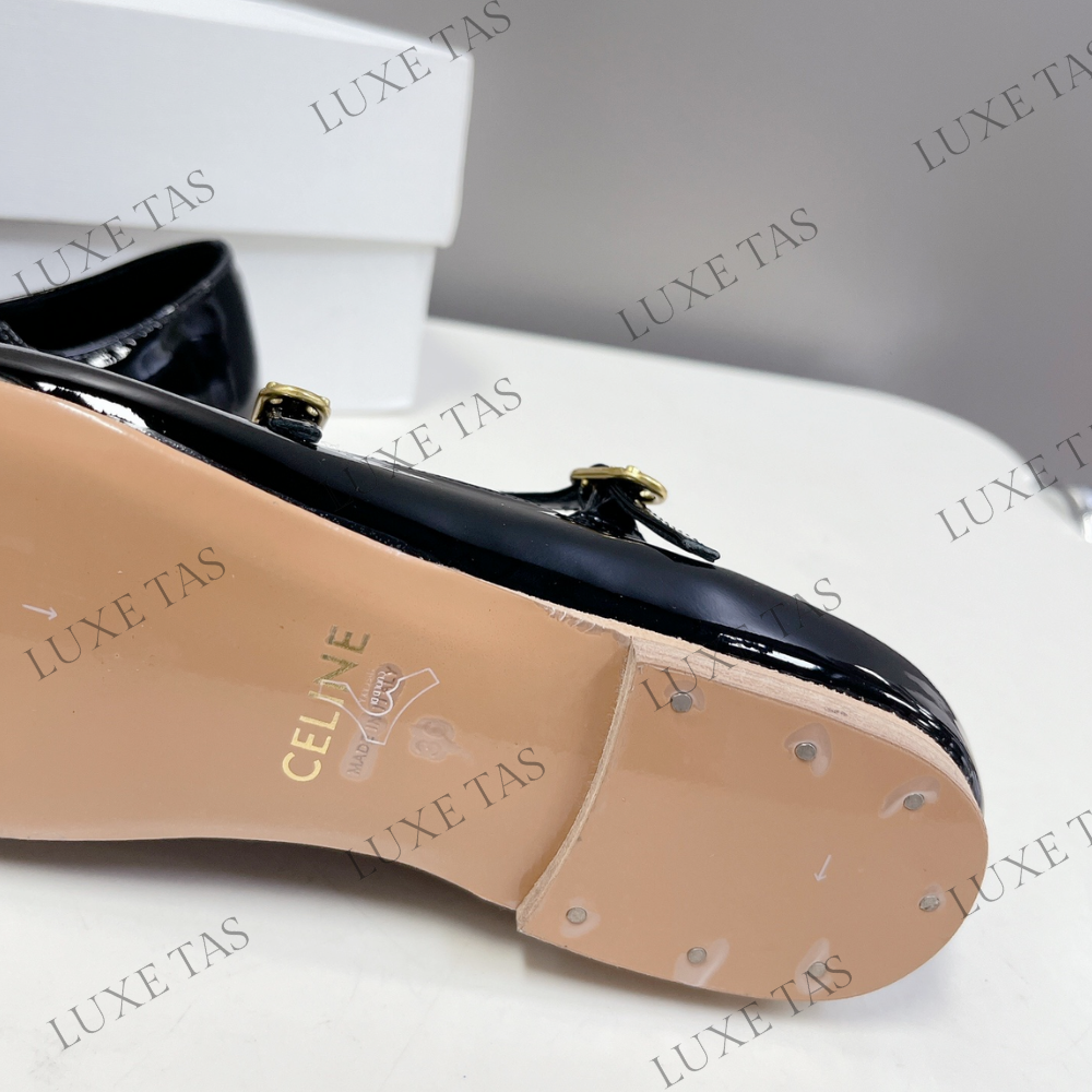 Double Strap Mary Jane Ballerina C In Patent Calfskin