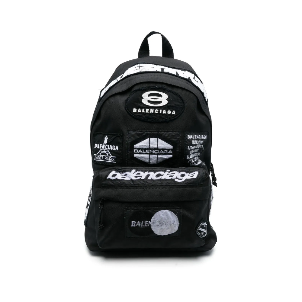 Explorer Logo-Patch Backpack Leather Backpack for Men