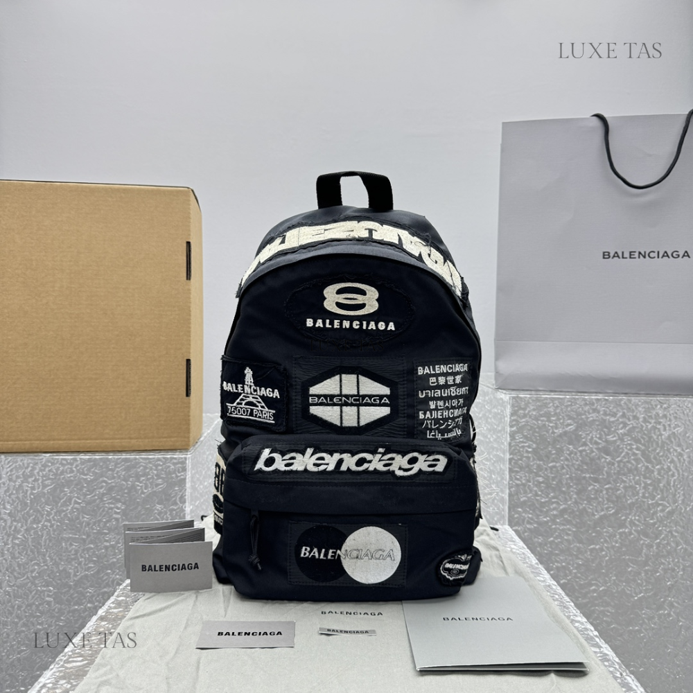 Explorer Logo-Patch Backpack Leather Backpack for Men