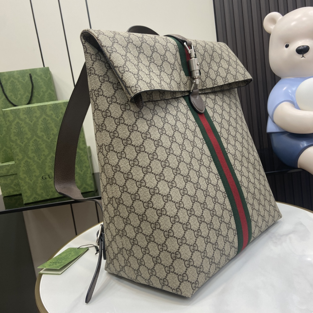 GG Backpack With Piston Closure Leather Backpack for Men