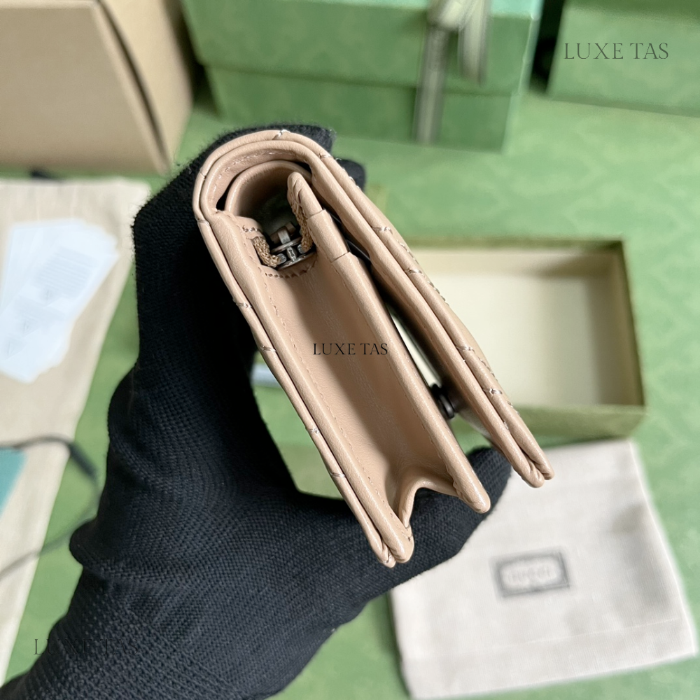 GG Marmont Matelassé Card Case Wallet