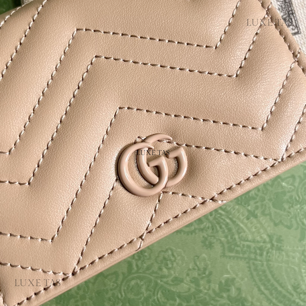 GG Marmont Matelassé Card Case Wallet