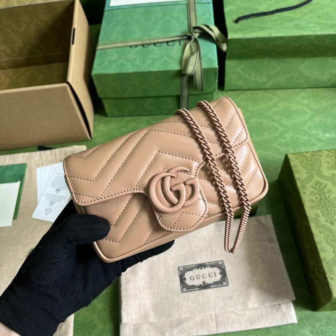 GG Marmont Matelassé Super Mini Rose Beige
