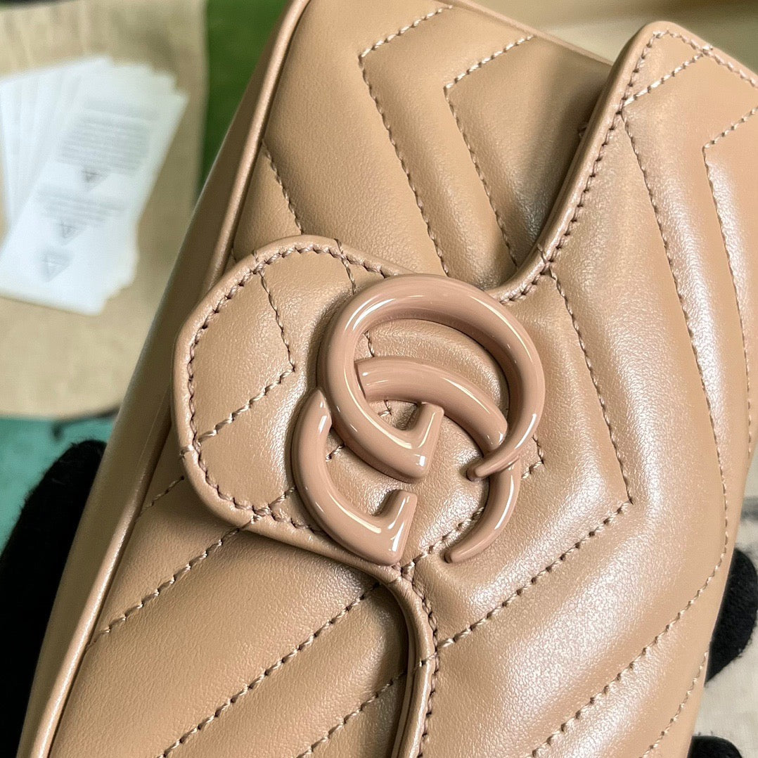 GG Marmont Matelassé Super Mini Rose Beige