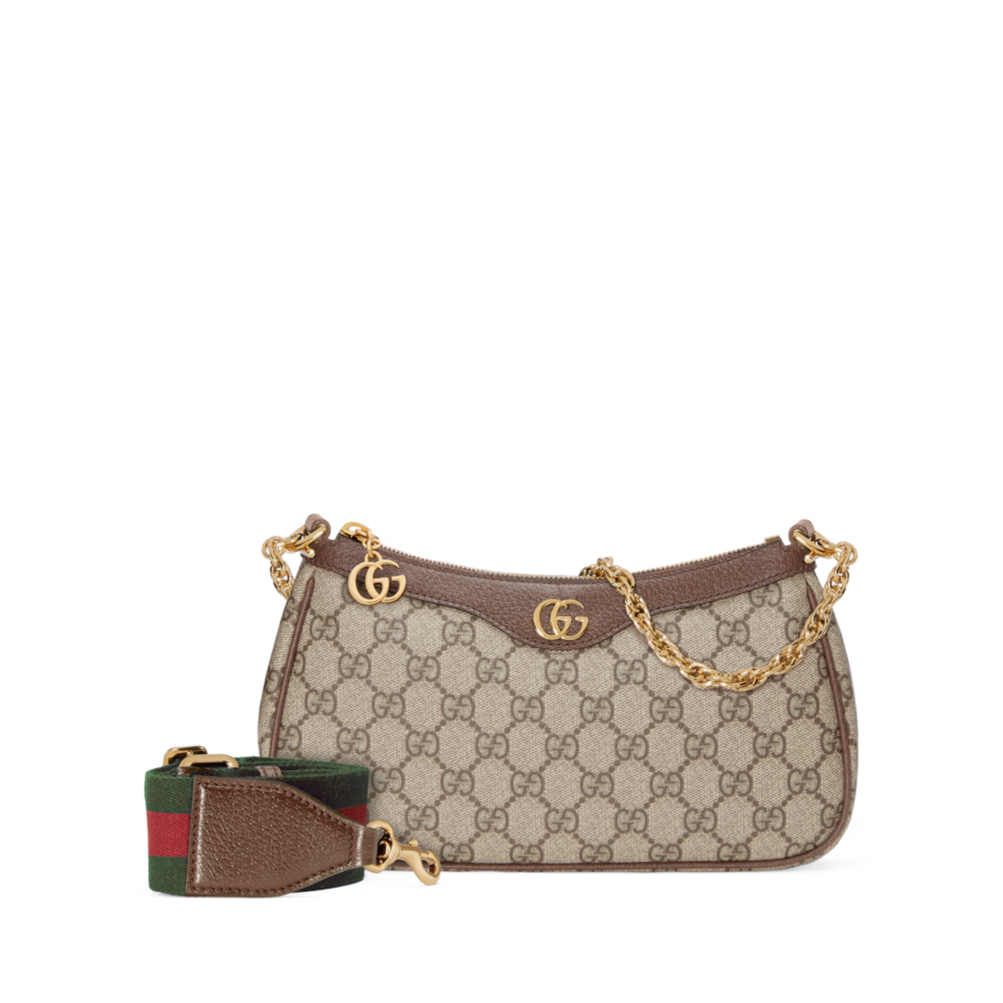 Ophidia GG medium shoulder bag in beige and ebony GG Supreme