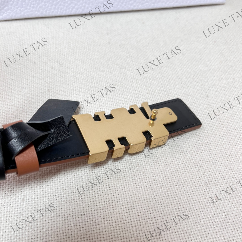 Golden Saddle and Black D-Fence Reversible Belt