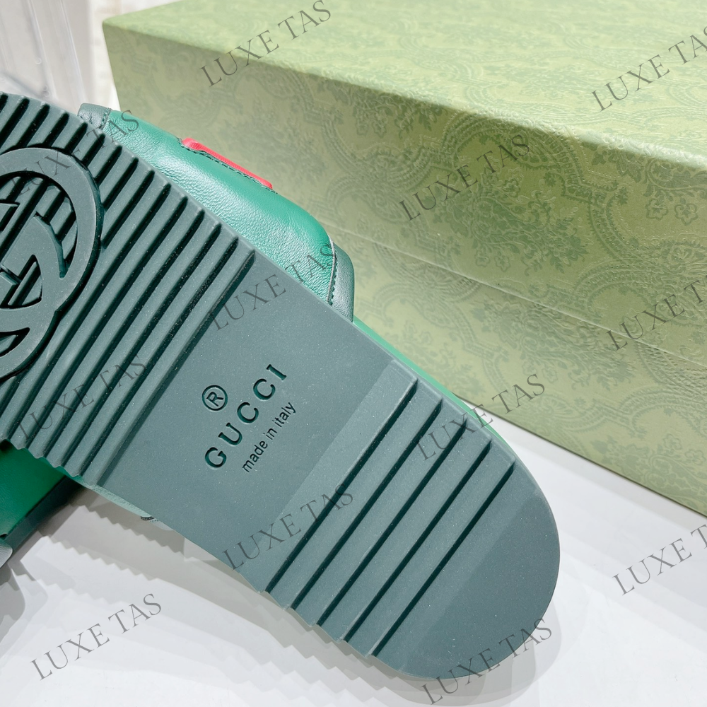 Green Leather Slide Sandal